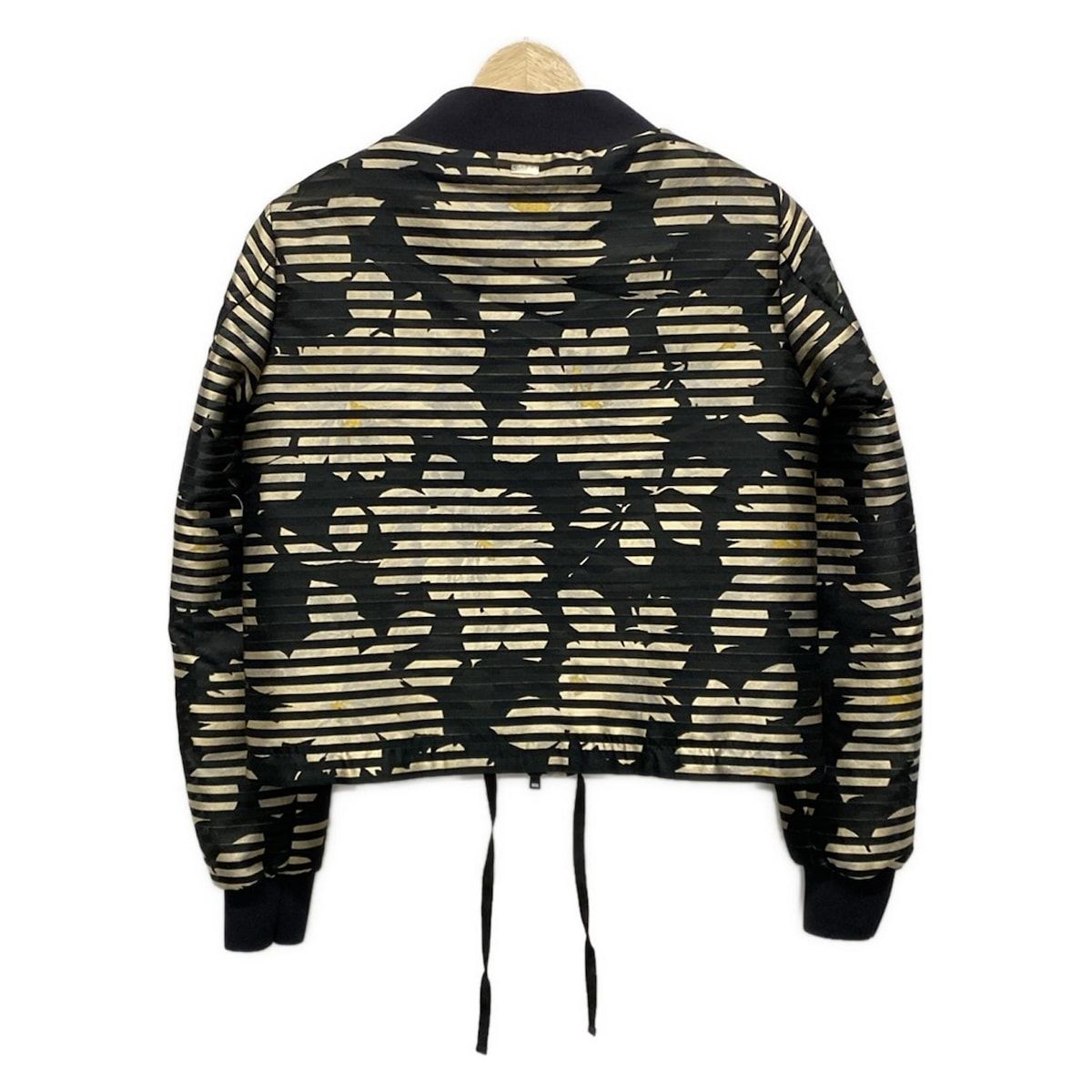 HERNO ヘルノ ブルゾン サイズ38 S レディース - 黒×ベージュ×ダークイエロー 長袖 ボーダー ジップアップ シースルー 春 秋