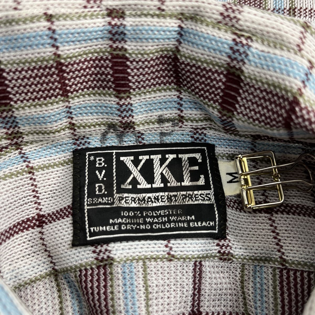B.V.D XKE 長袖 チェックシャツ M ワインレッド マルチカラー タータン