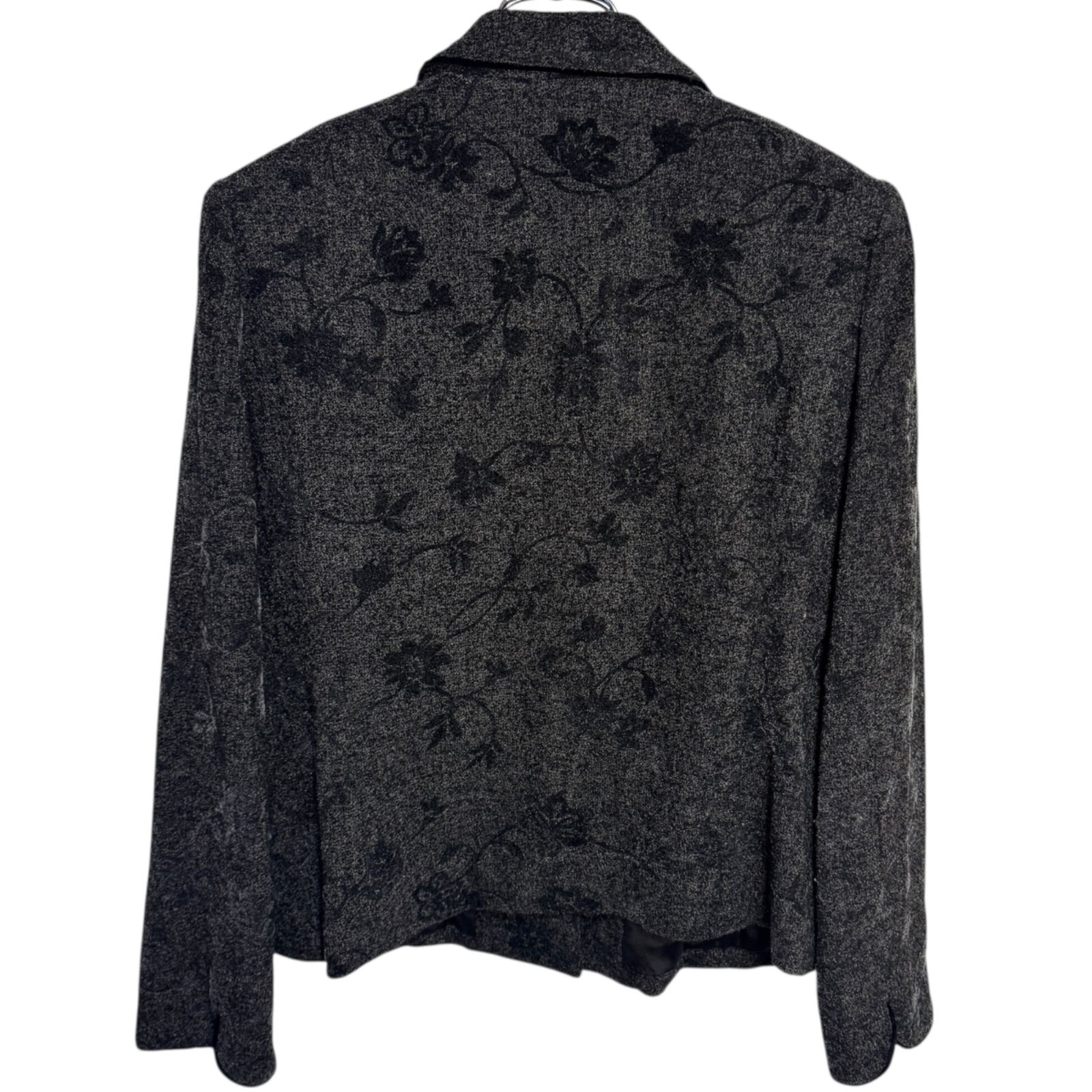 Z1494 Leilian レリアン テーラード ジャケット ブラック フラワー 花