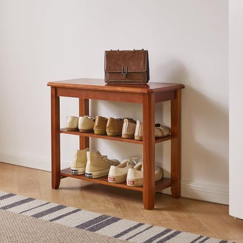 スリッパラック ブラウン 玄関シューズボックス 60 30 52cm ルーター収納 木製 3段 YD-WD05H 物を置く台 ナイトテーブル 天然木 サイドテーブル Aibiju MARWIL-DEMENAGEMENTS_CH