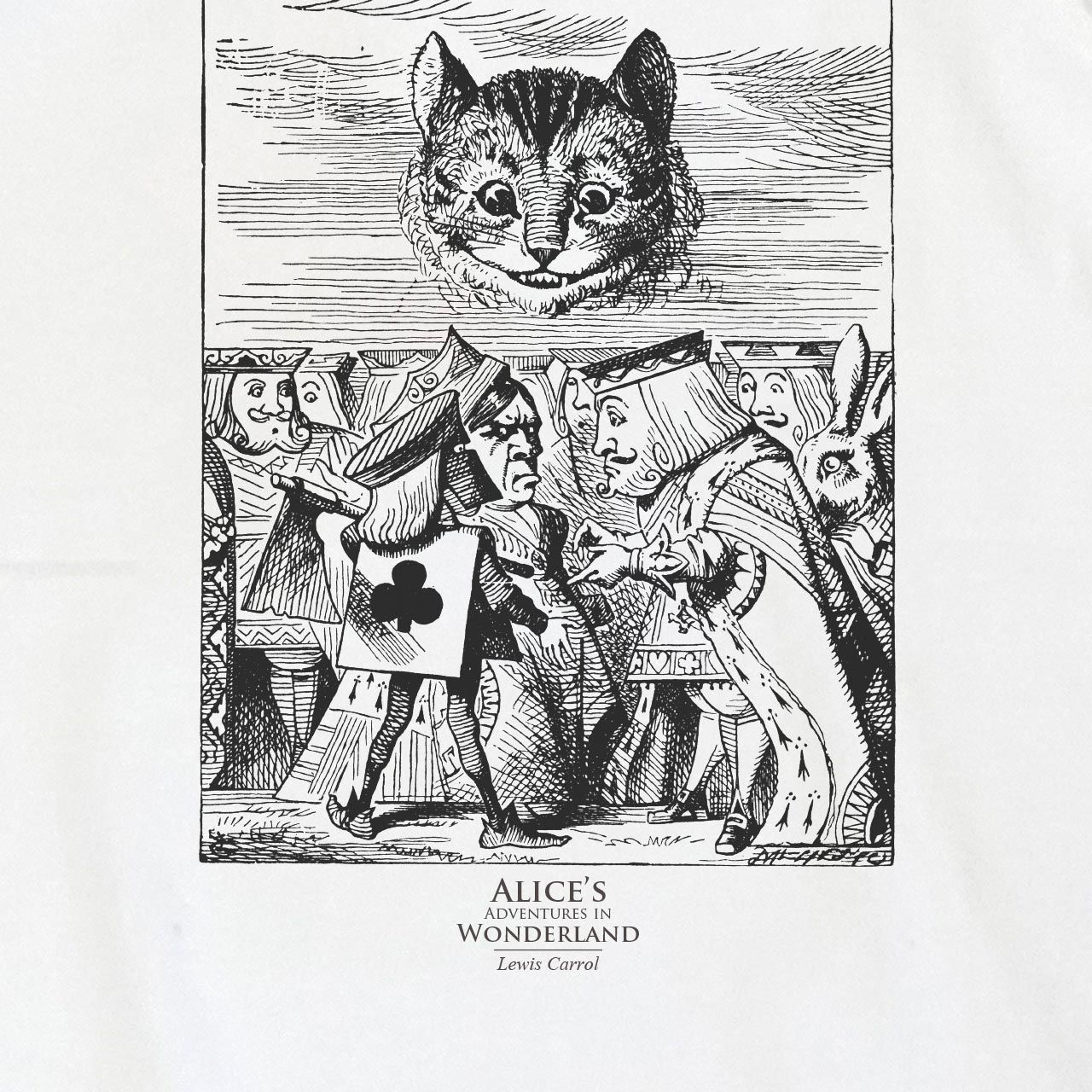 空中のチェシャ猫 不思議の国のアリス / ジョン・テニエル挿絵 半袖 白