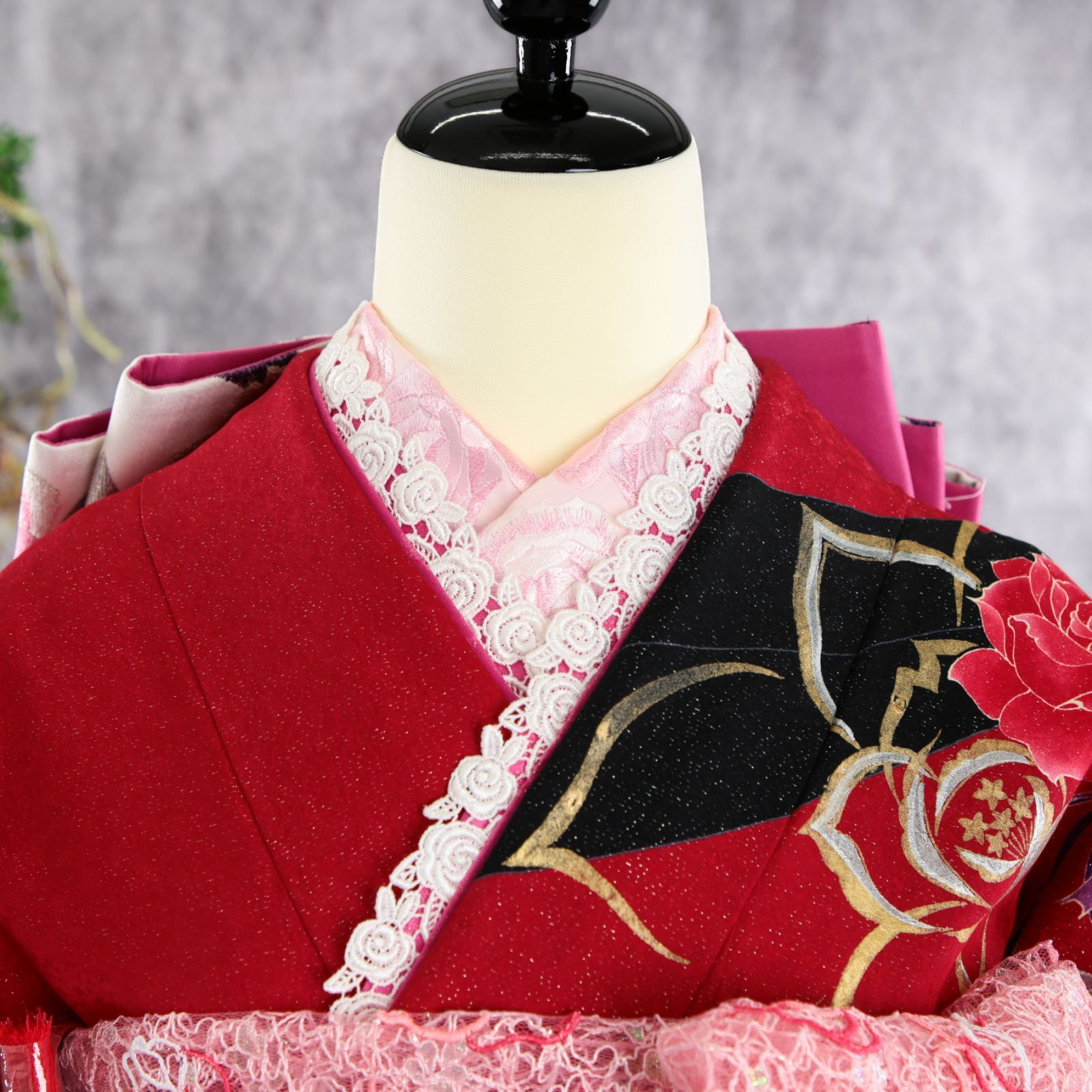 振袖フルセット 振袖セット 振袖 Mサイズ 赤×ゴージャス 美品 成人式 着物 晴れ着 6点セット FN-513 振袖フルセット 振袖セット 振袖 S〜Mサイズ 赤×バラ 美品 成人式 着物