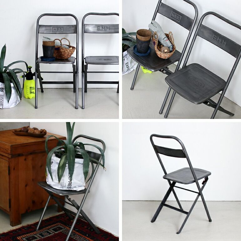 新品】PUEBCO[プエブコ] VINTAGE STEEL FOLDING CHAIR