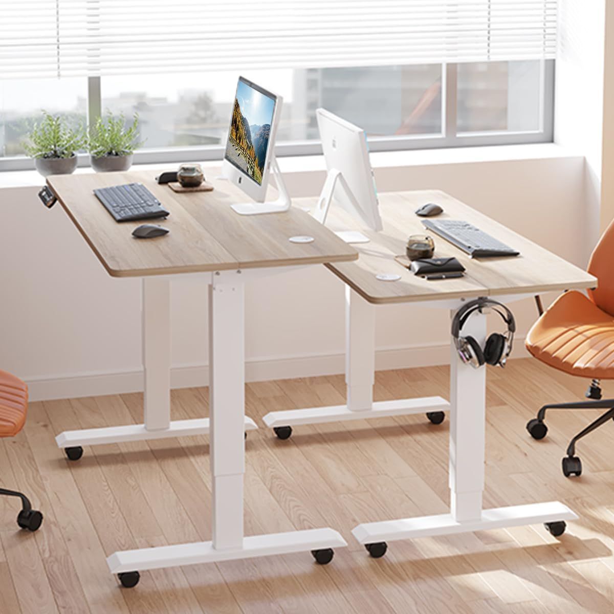 机 つくえ 電動式スタンディングデスク パソコンデスク 昇降デスク デスク パソコンラック BilBil PCデスク 電動式 110CM×60CM 高さ 71-117CM 調節 高さメモリー機能付き