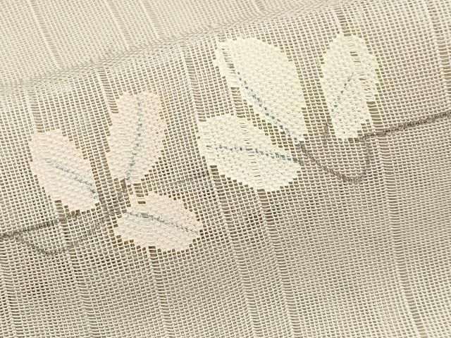 平和屋本店■極上　訪問着　無双　紗袷　紗×紗　スワトウ刺繍　枝葉文　丁子色地　逸品　CYAA1238s5 平和屋本店▽極上 訪問着 無双 紗袷 紗×紗 スワトウ刺繍 枝葉文 丁子色
