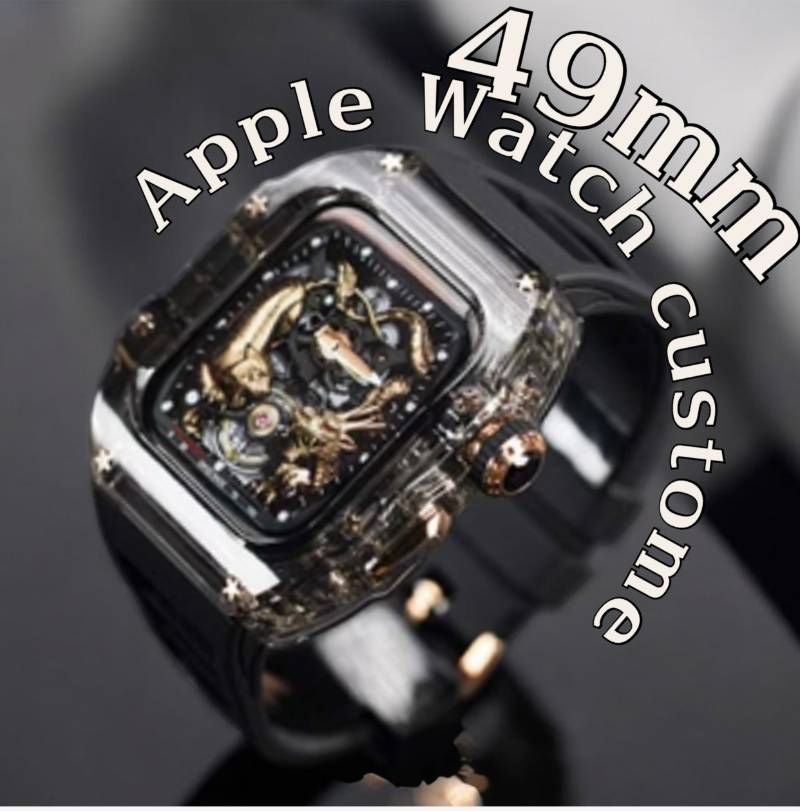 ブラックローズ AppleWatchカバーケース 脱着 簡単 保護 カスタム ベルト ラバー バンド 49ｍｍ Ultra ウルトラ アップルウォッチ対応