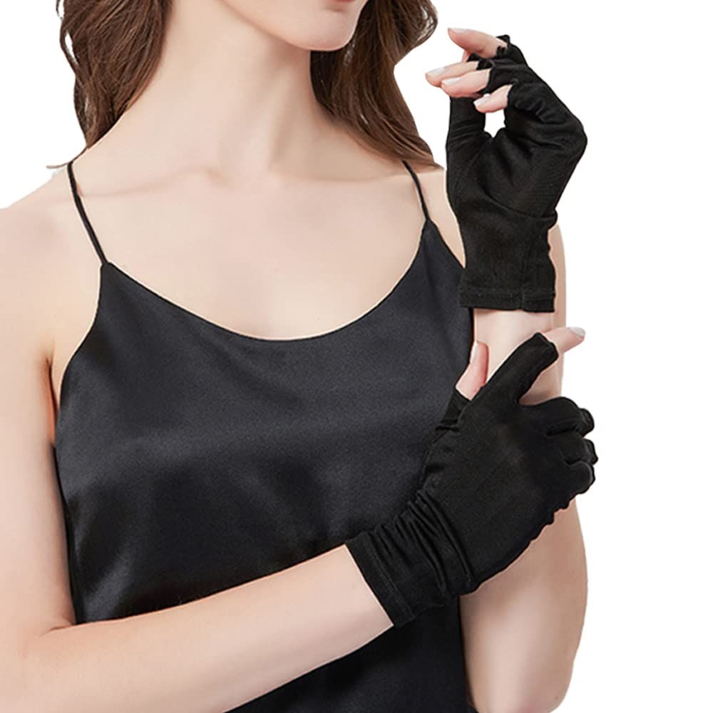 在庫処分 紫外線 スマホ対応 手荒れ対策 レディース 日焼け防止 ナイトグローブ 絹 ハンドケア 保湿 手袋 保温 薄手 シルク 就寝用 乾燥緩和 SCOLORKI 指先カット