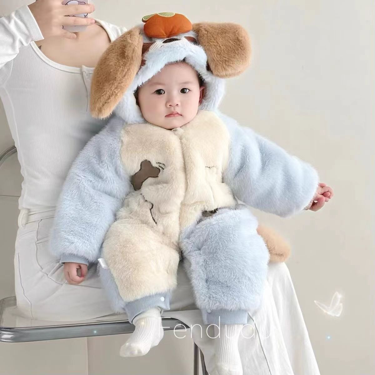 ベビー服 ロンパース 裏ボア フード付き 赤ちゃん カバーオール もこもこ ふわふわ ベビーウェア 超厚手 裏ボア 子供服 防寒 動物 可愛い 新生児 防寒抜群 お出かけ 秋 冬 女の子 男の子 huangb
