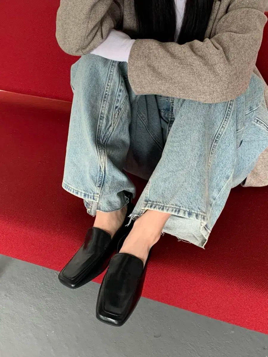 【偽造品10倍補償】公式正規品！235 メティエ スクエアステッチモノローファー ブラックローファー 保育園上履き