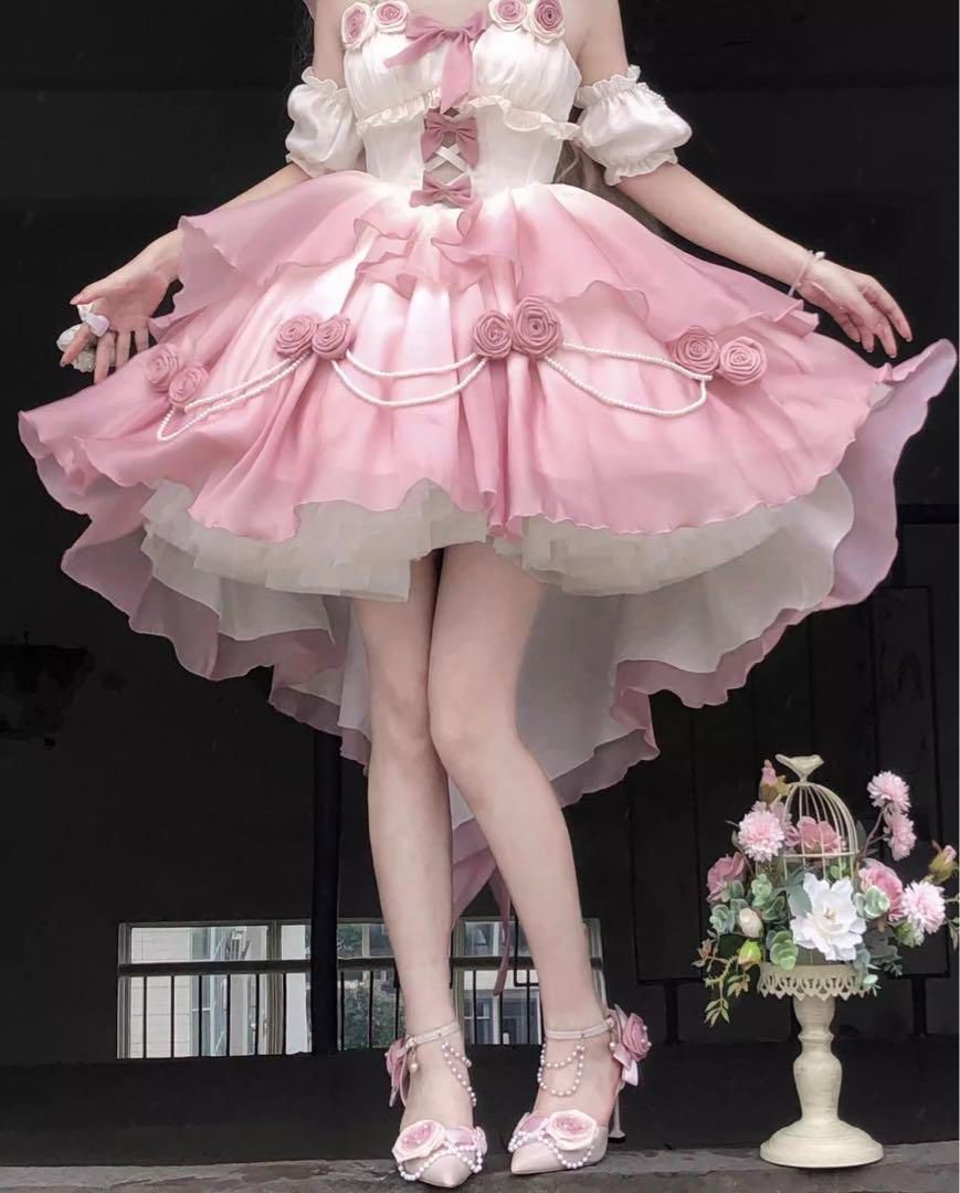 ロリータワンピース 華ロリ ティアード コスプレ衣装 ゴシック