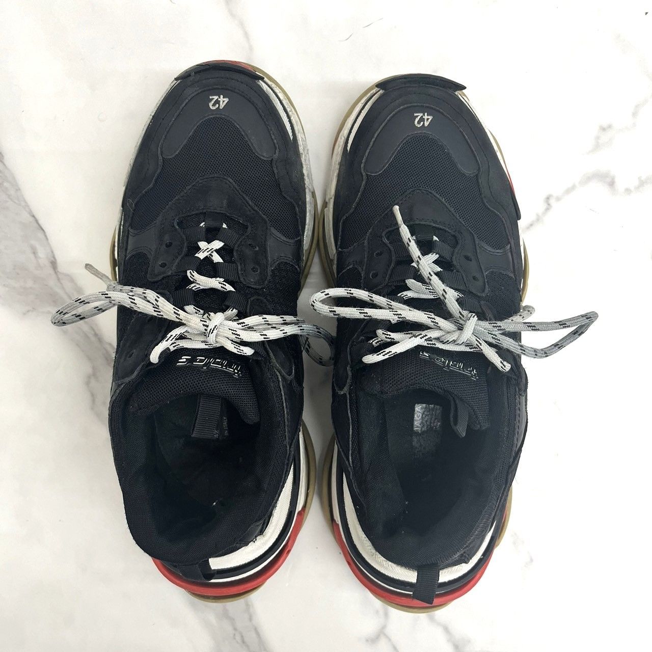 BALENCIAGA バレンシアガ Triple S トリプルS トリプルエス 42 28cm相当 ホワイト ブラック レッド White Bleck  Red イタリア製 メンズシューズ スニーカー 靴