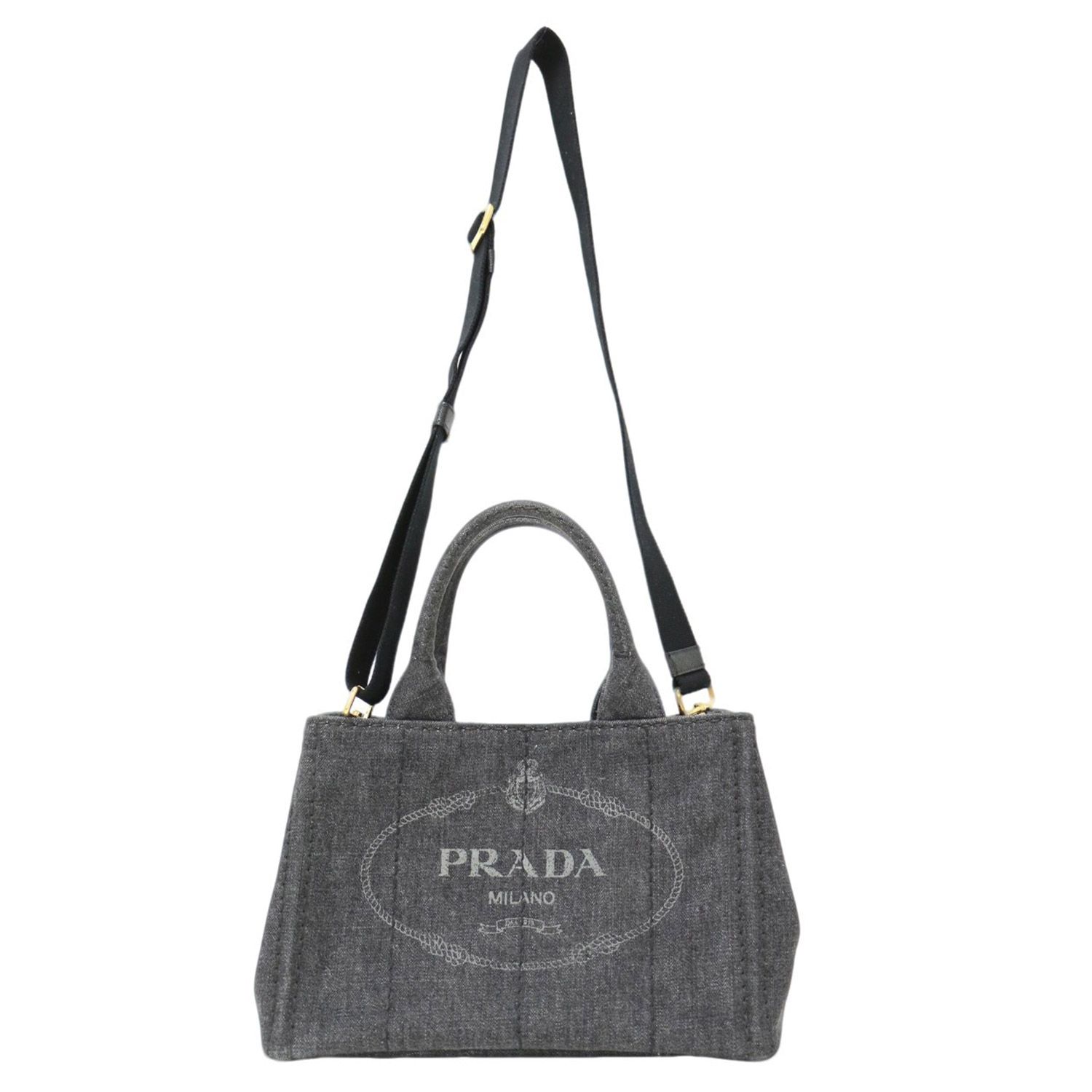 PRADA プラダ バッグ ブラック NERO / カナパ デニム 2WAY トート 