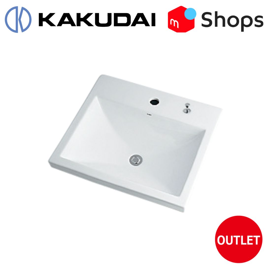 新品未使用】KAKUDAI 角型 洗面器[1ﾎｰﾙ・ﾎﾟｯﾌﾟｱｯﾌﾟ穴付き]（廃盤品） _ 493-003H B - メルカリ