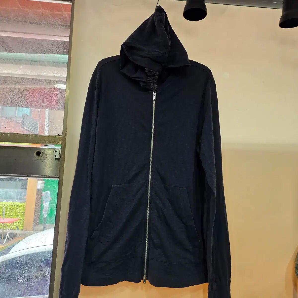 Theory セオリー フーデット コート ロング ウール ブラック 黒S