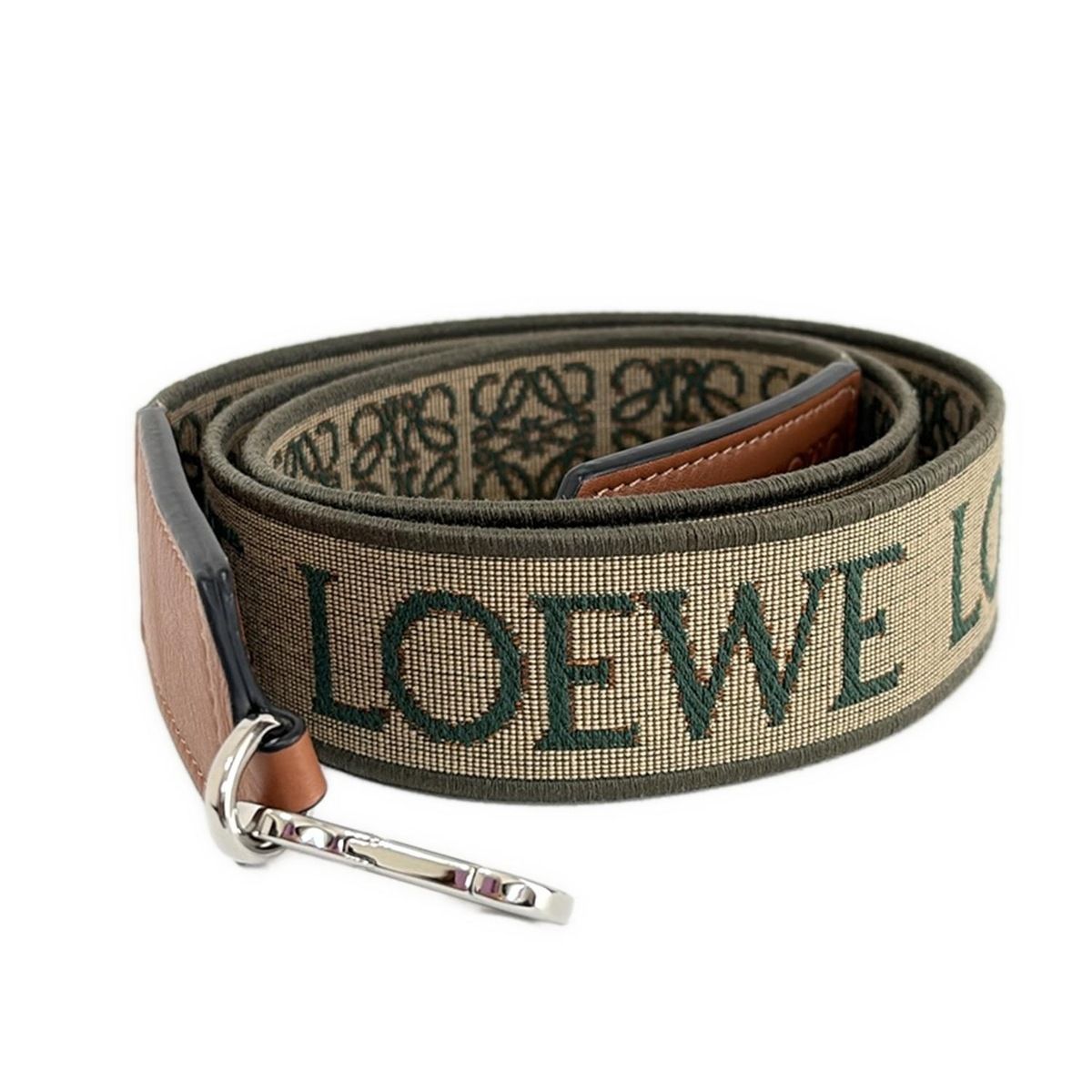 LOEWE(ロエベ) ショルダーストラップ - ダークブラウン×カーキ