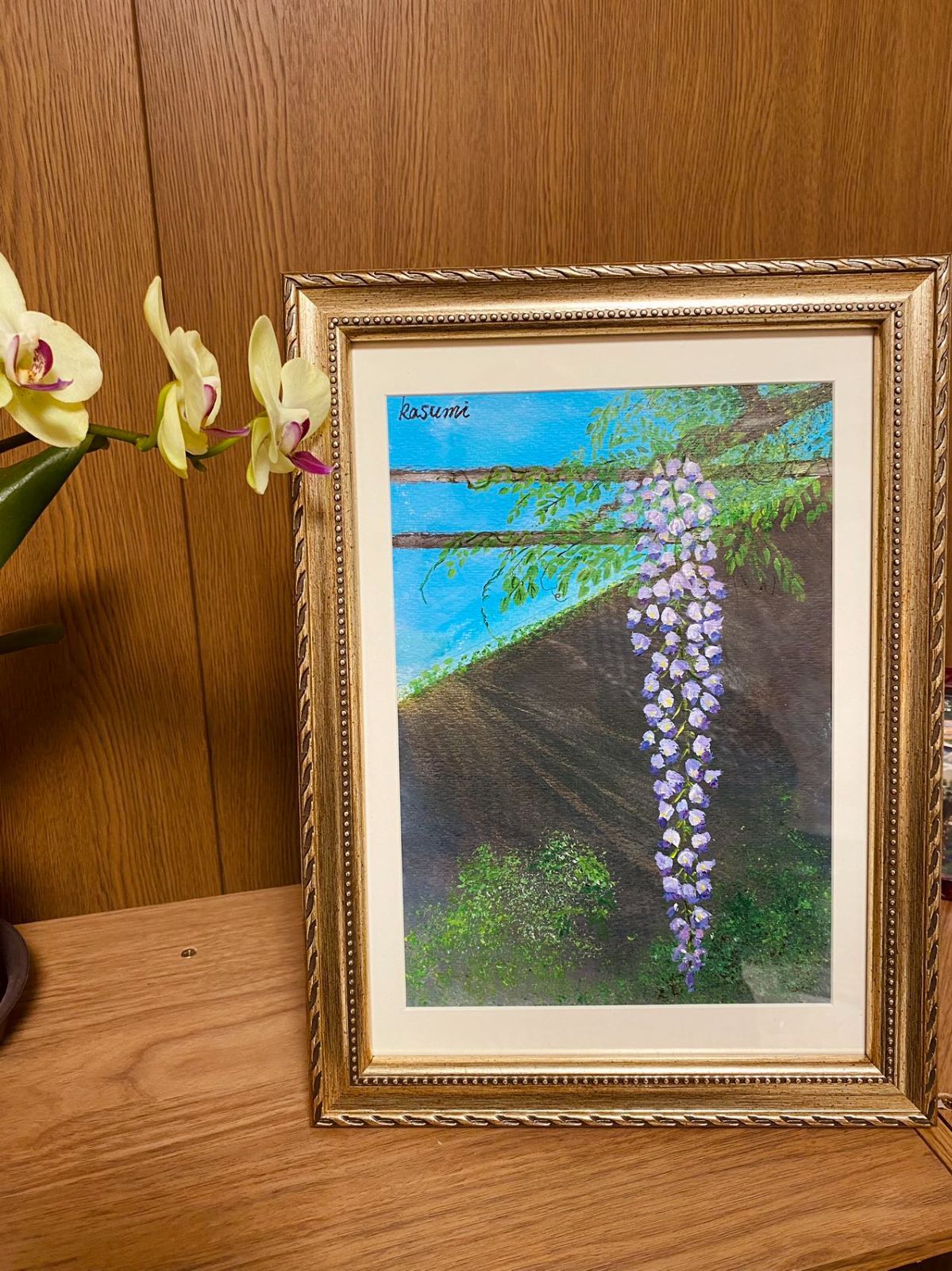 絵画「藤の花が咲いた」アクリル絵/新品額縁 絵画「藤の花が咲いた」アクリル絵/新品額縁 （絵画「藤の花が