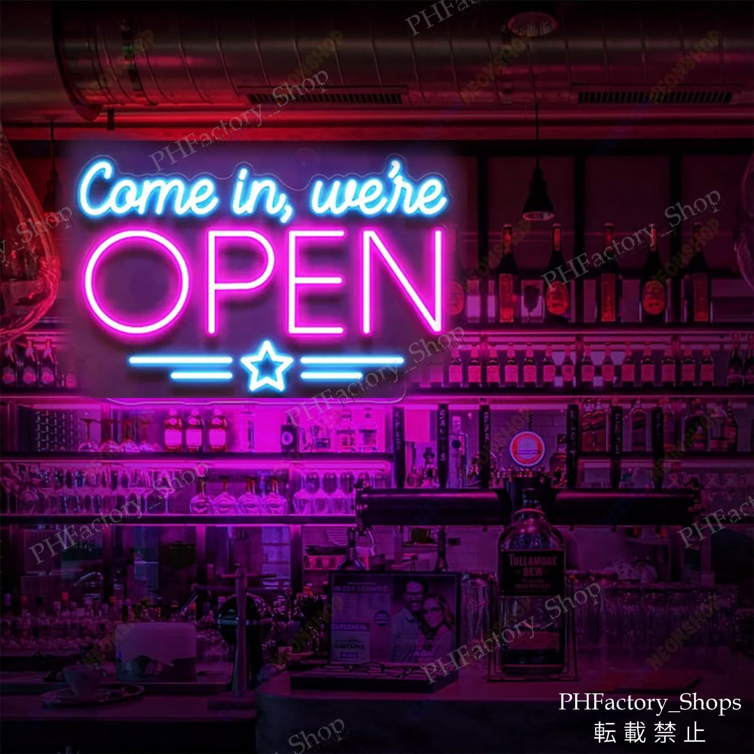 ネオンサイン come in we're OPEN ネオンライト LEDネオン管 壁装飾