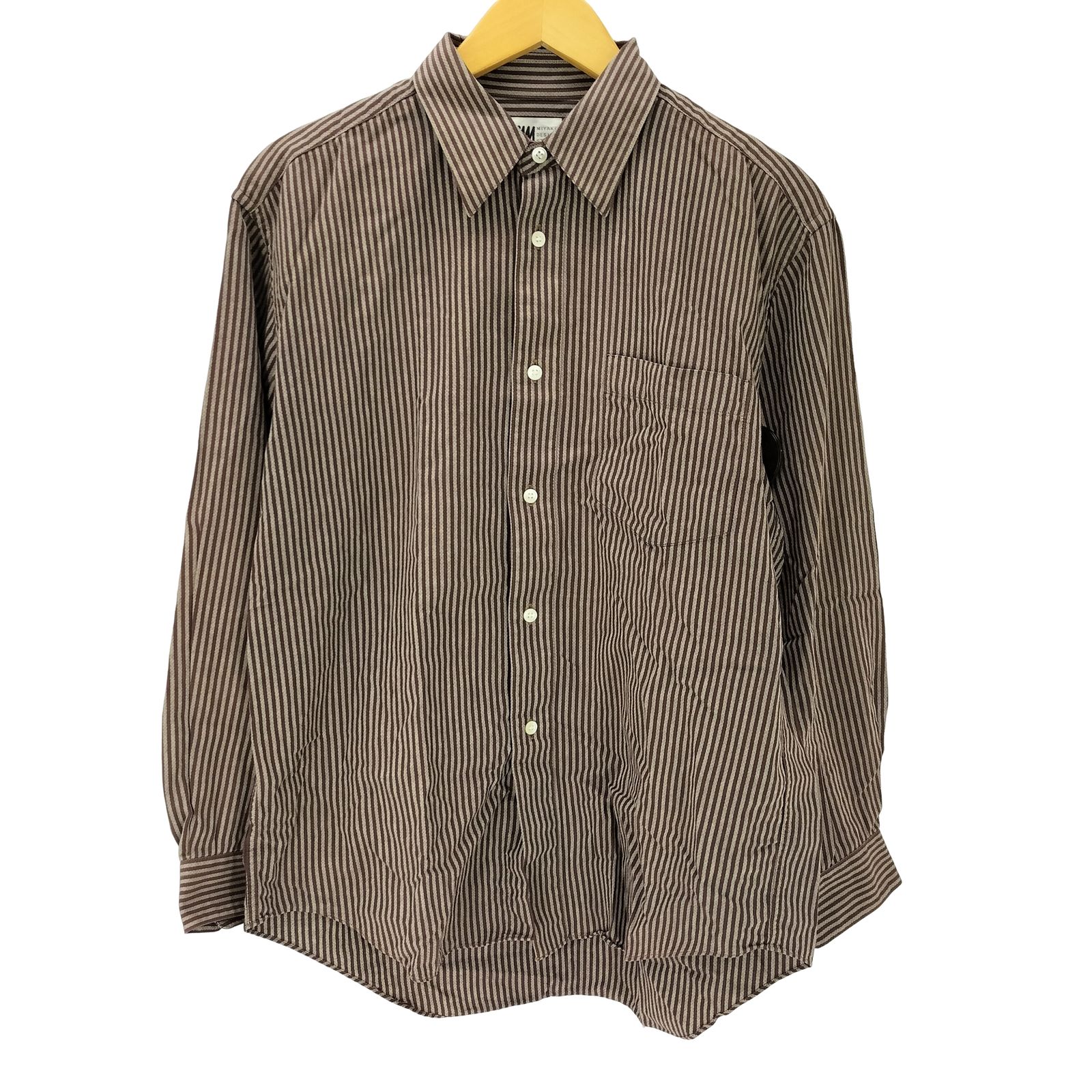 イッセイミヤケデザインスタジオ im ISSEY MIYAKE DESIGN STUDIO 80-90S 襟芯 コットン ストライプ レギュラー カラー シャツ メンズ JPN M