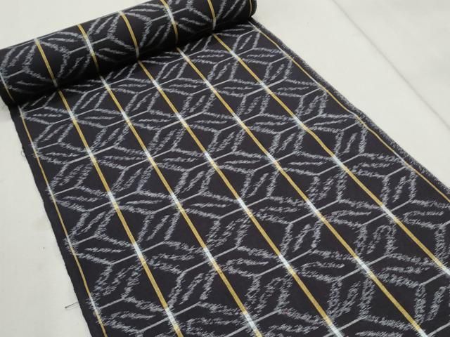 みち屋 平和屋着物○久留米絣 反物 吉祥花文 証紙付き 着尺 綿 逸品 未使用