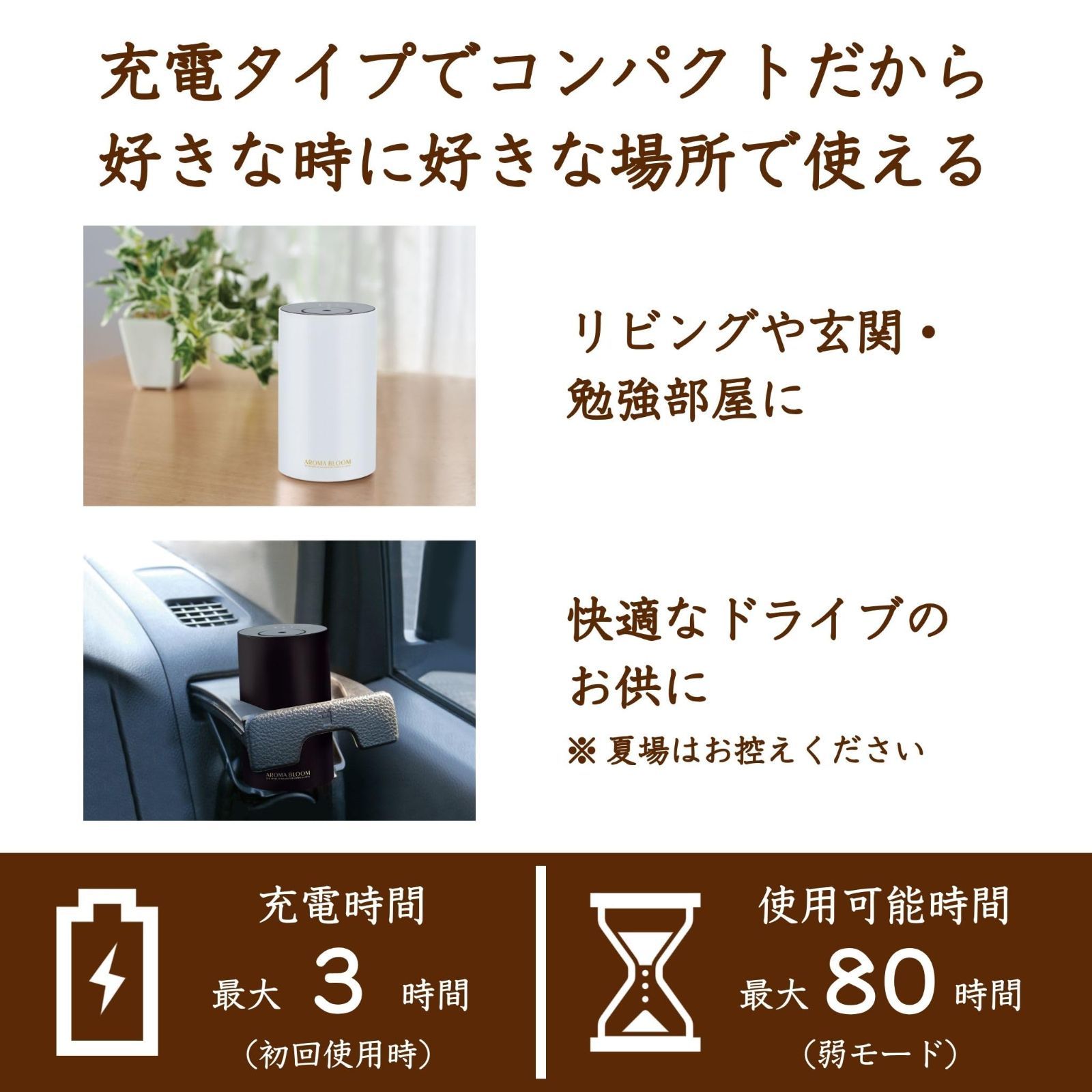 ☆香り広がる ネブライザー式 アロマディフューザー コードレス