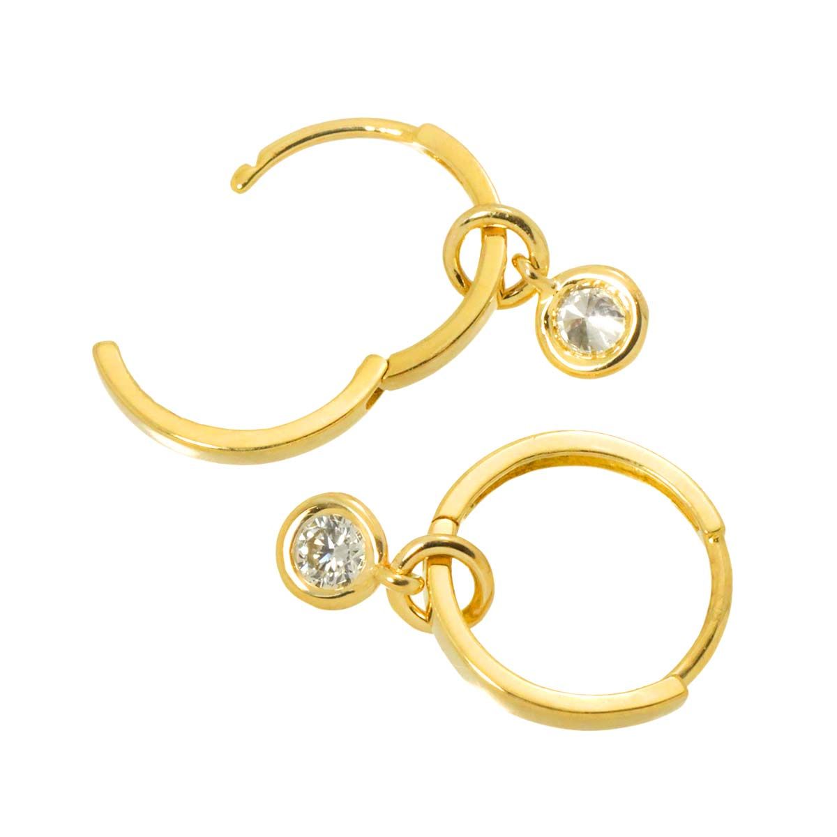 ダイヤ ピアス K18 YG イエローゴールド 750 Diamond Earrings