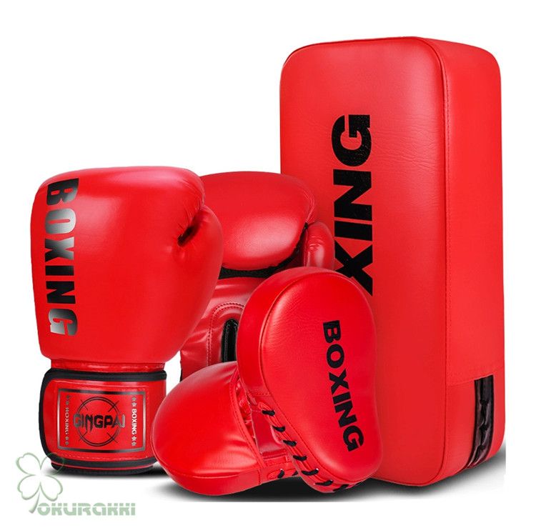 ボクシンググローブ ホワイト/レッド キックミット セット KENMAX】 本