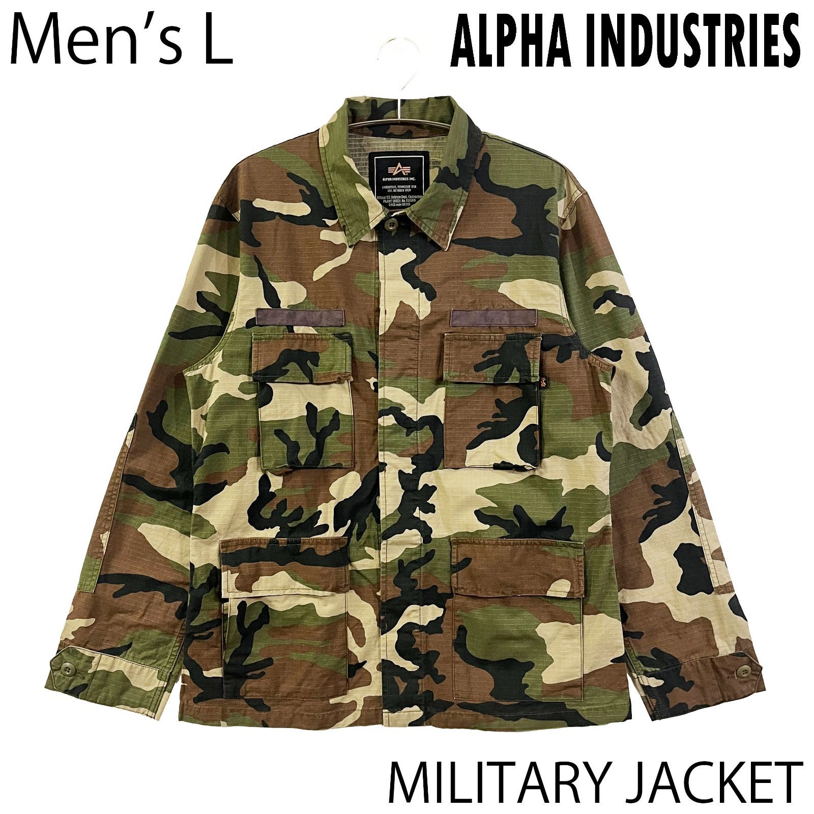 USED／メンズL】ALPHA INDUSTRIES ミリタリー ジャケット ウッドランド 