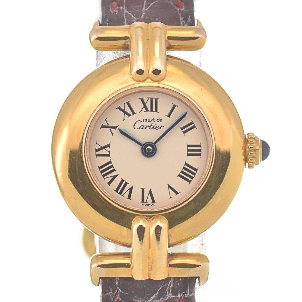 カルティエ CARTIER 590002 マストコリゼ ヴェルメイユ SV925 GP |レザー クォーツ レディース I 139768