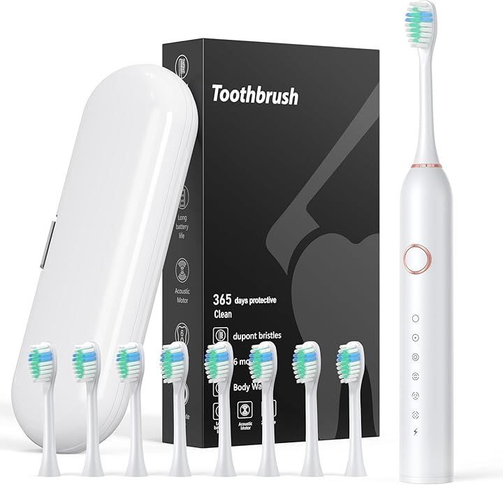 Yardstick 電動ハブラシ 音波式ブラシ 電動歯ブラシ横振り IPX7防水 6モード音波歯ブラシ 替えブラシ8本付 Type-C充電式 50日連続使用 2分間オートタイマー 収納ケース付き 低騒音 携帯便利 旅行(