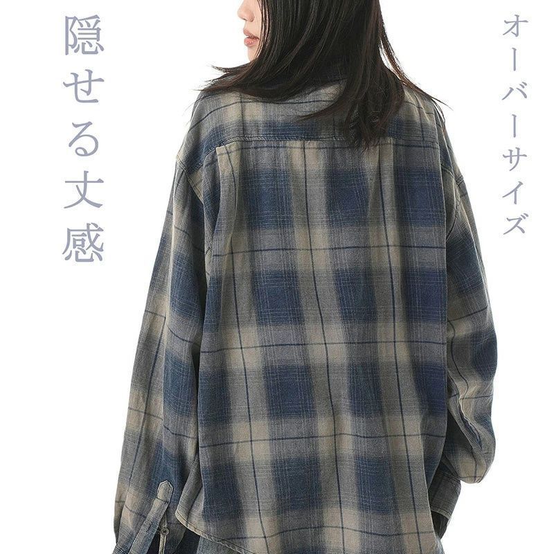 デニムシャツ シャツ オーバーサイズ アウタ パッチワークデニム