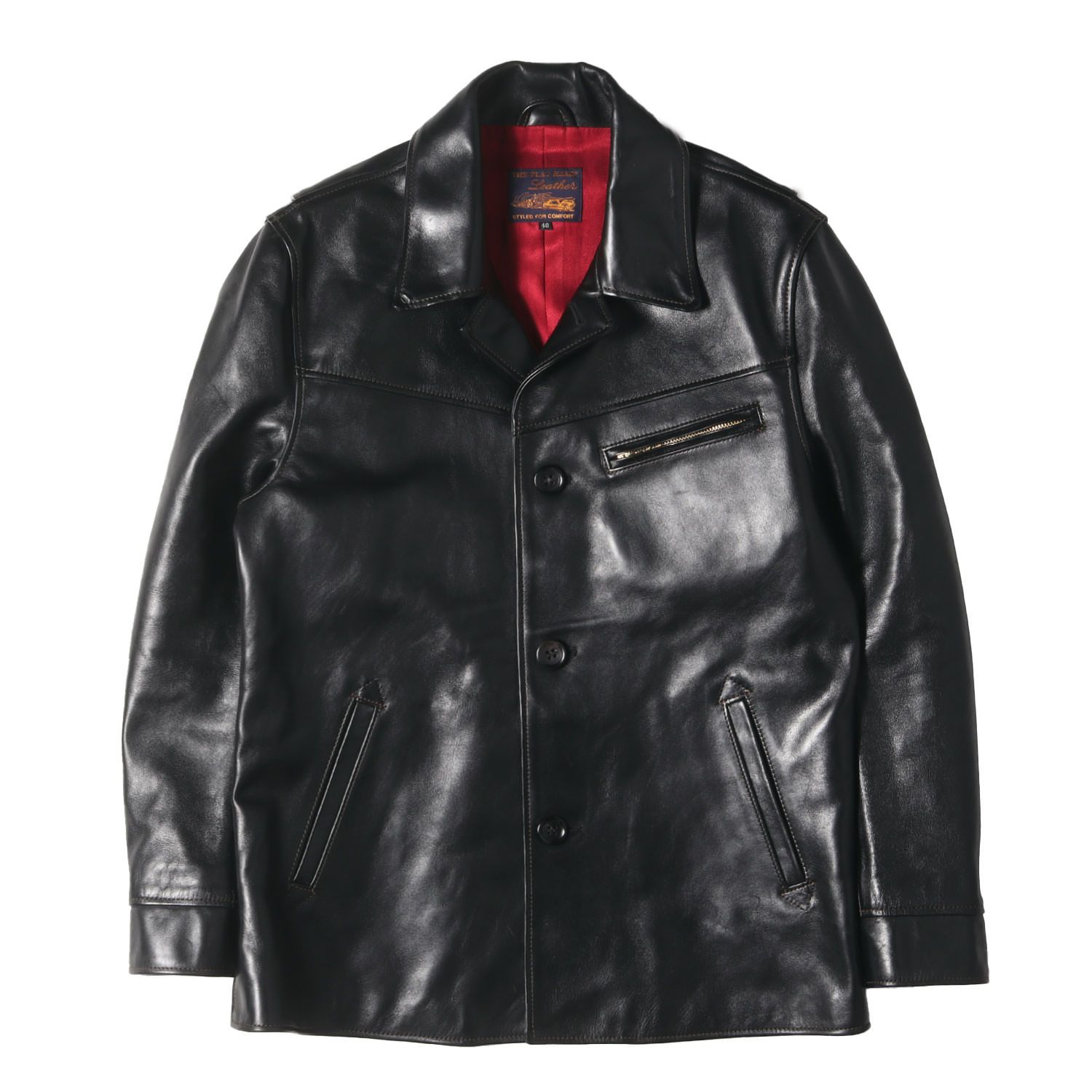 【美品】FLAT HEAD フラットヘッド コート サイズ:40(L) / ホースハイドレザー カーコート / ブラック 黒 / 日本製 / アウター ジャケット ブルゾン 上着【メンズ】【中古】