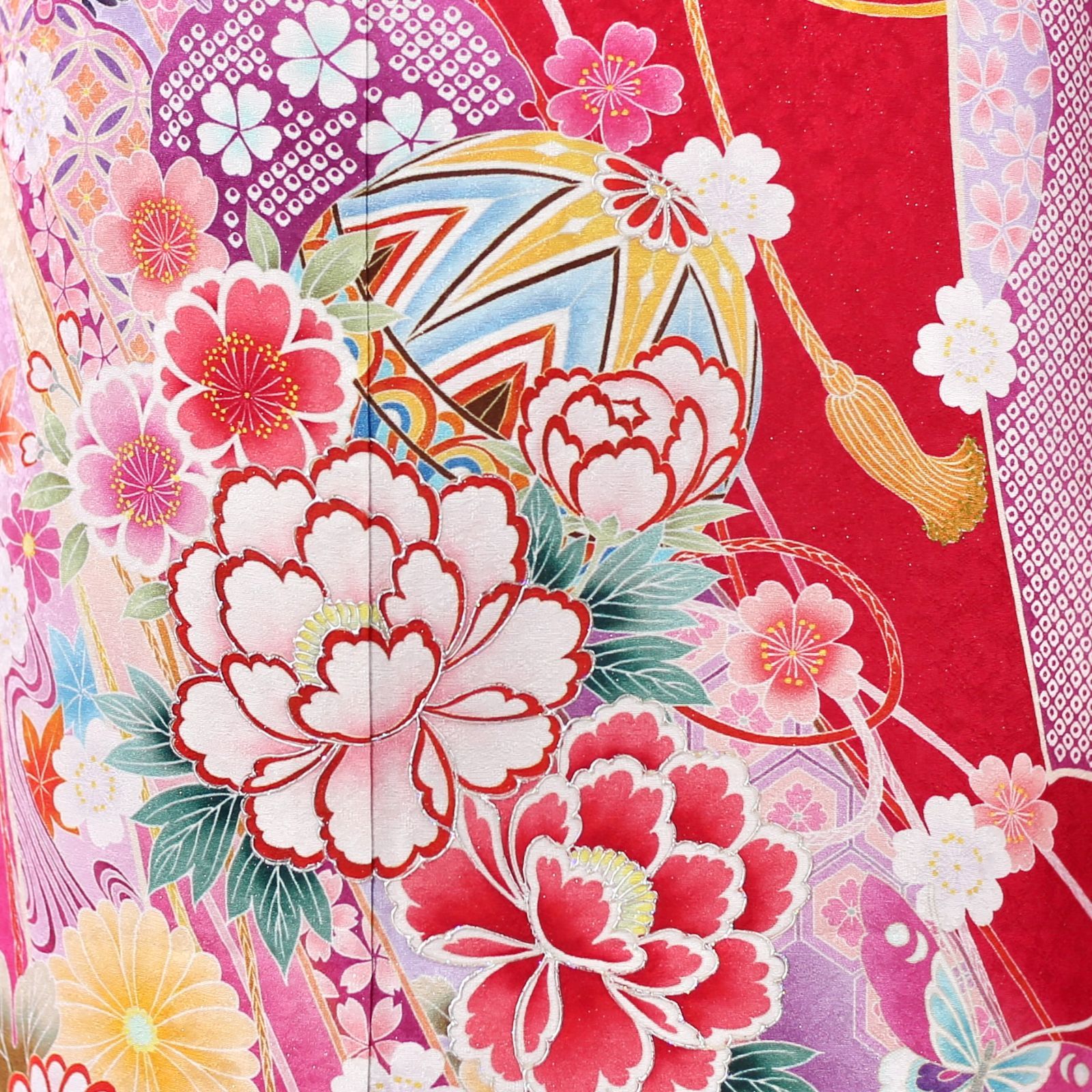 振袖フルセット 振袖セット 振袖 LLトールサイズ 赤×熨斗 美品 成人式 着物 晴れ着 6点セット KFN-68 振袖フルセット 振袖セット 振袖 LLトールサイズ 赤×熨斗 美品 成人式