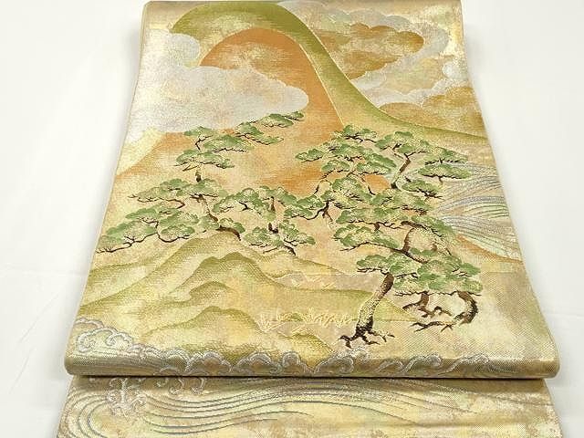 平和屋着物○西陣 川島織物 六通柄 本袋帯 遠山枝松文 金銀糸