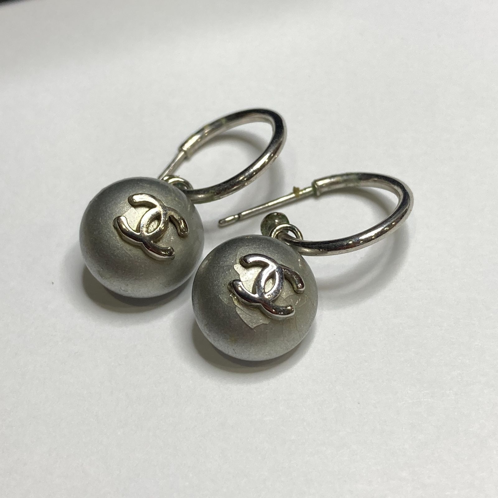 m001 Y1 ② シャネル CHANEL ヴィンテージ ピアス シルバー