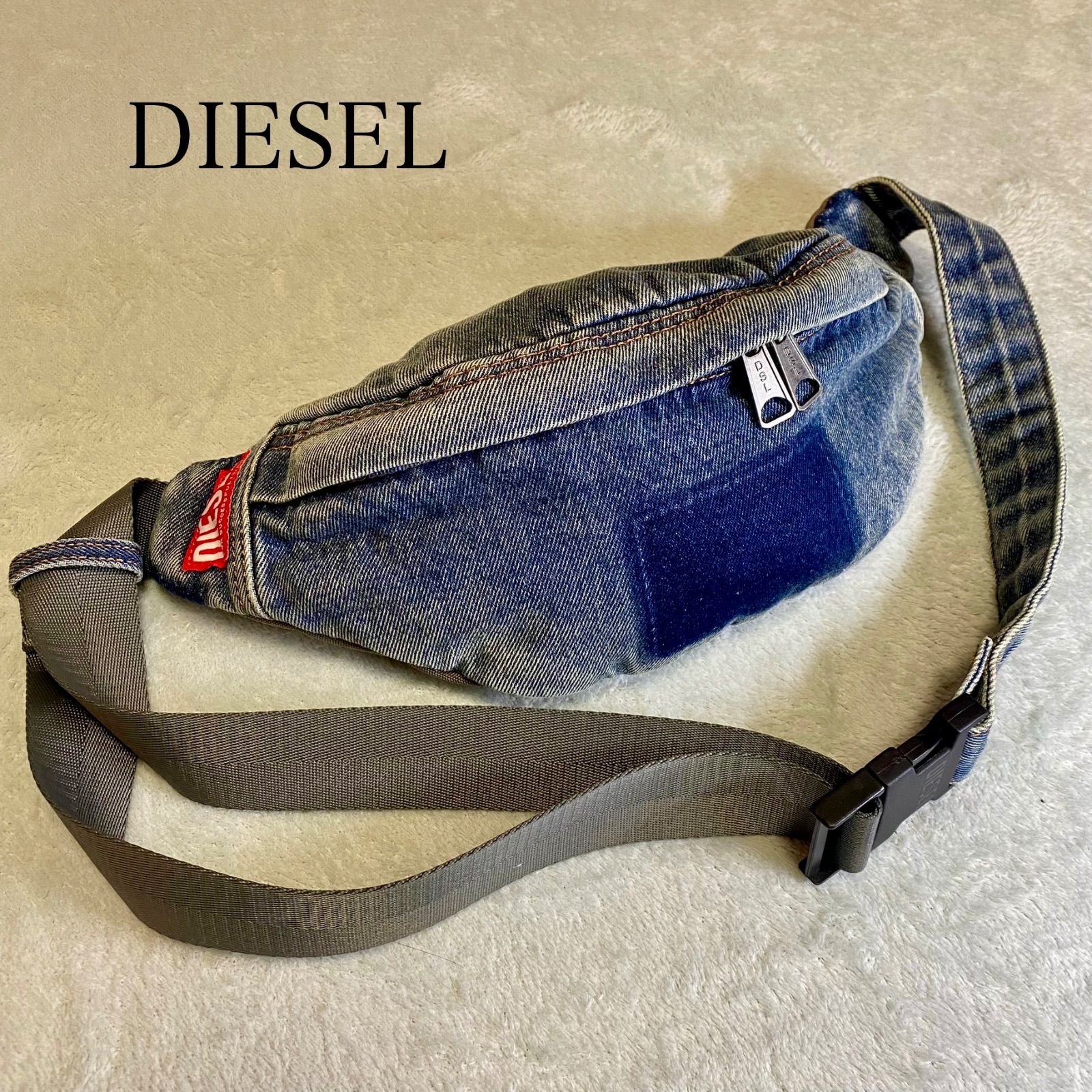 DIESEL ウエストバッグインディコブルーデニム生地