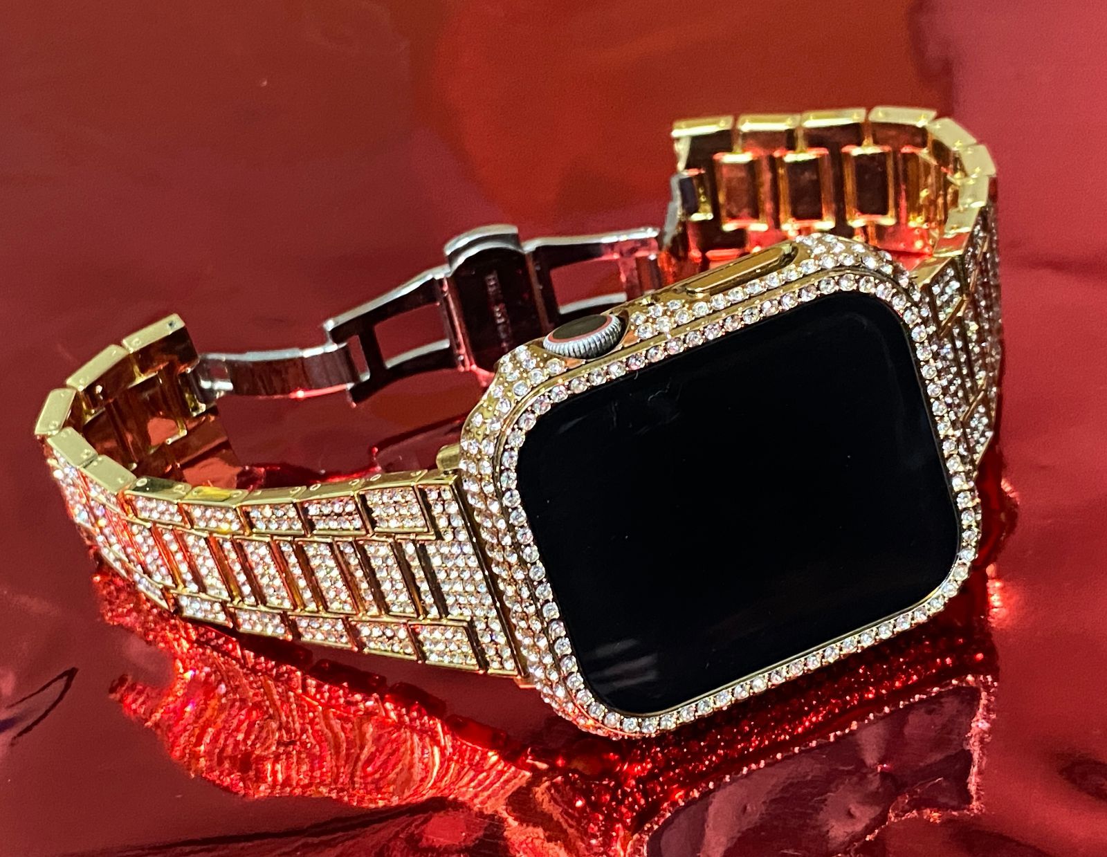 R8☆Apple Watchステンレスバンドステンレスケースカバーキラキラ
