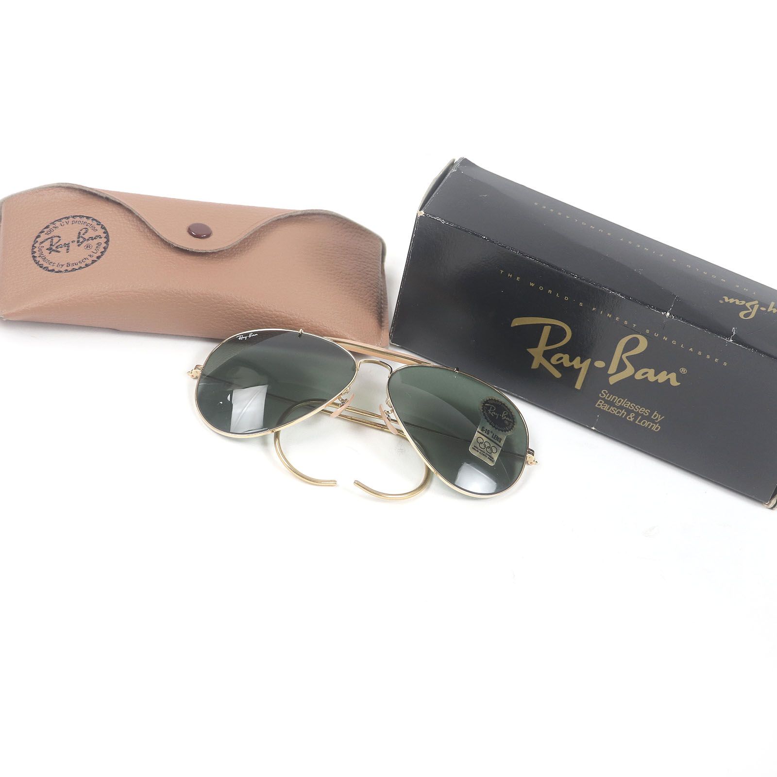 ♥品□Ray-Ban レイバン ヴィンテージ デッドストック ボシュロム社製 サングラス ゴールド 62□14 デモレンズ ケース付き メンズ