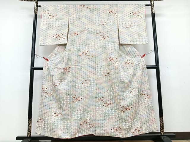 平和屋着物□上質な小紋 七宝花文 金彩 正絹 逸品 CAAU6662xe