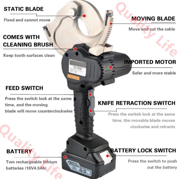 18V電動ラチェットケーブルカッター 電線切断ツール