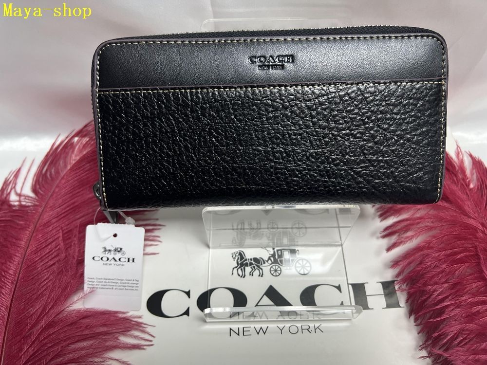 コーチ COACH 長財布 財布 アコーディオン ラウンドジップ レザー バッファロー型押し   プレゼント 父の日母の日贈り物 ギフト 父の日 財布 メンズ ファッション 新品未使用 ブランド  A195 F12130 4G6QD