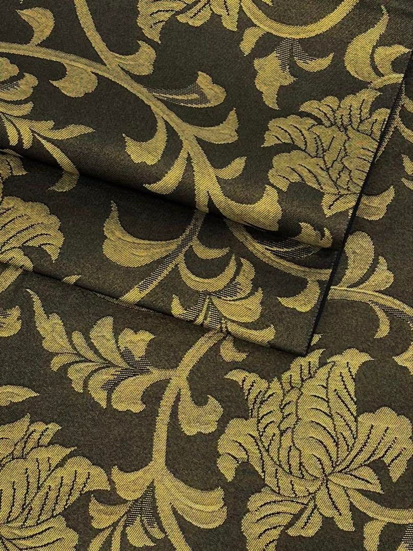 西陣織 澤屋重兵衛 袋帯 花唐草文様 金糸 正絹 六通 Q1287