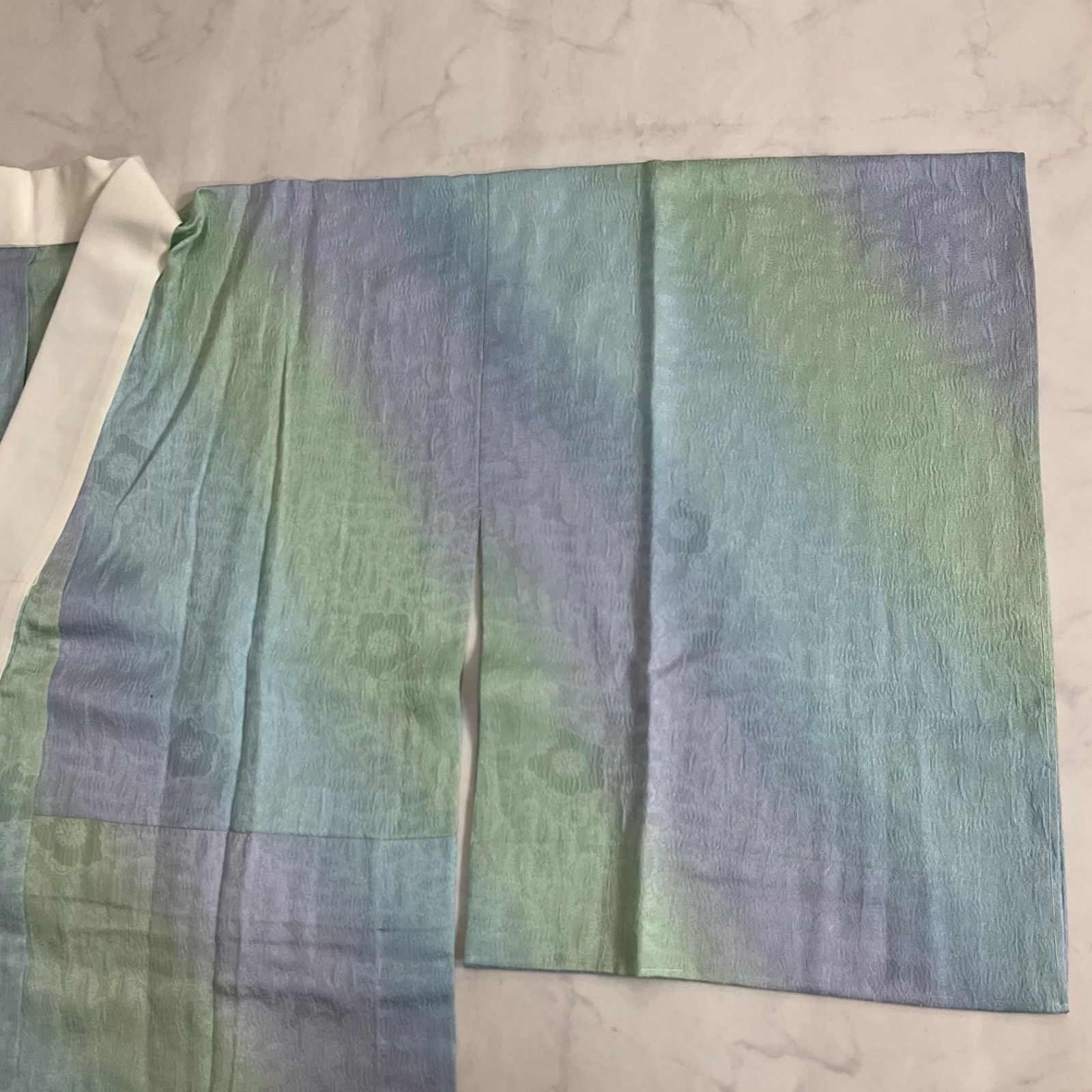 同然◆長襦袢◆暈し染◆刺繍の様な変わり織◆仕付け糸付き◆正絹◆単衣◆袖無双◆白半襟付き◆居敷当て付き◆新はじく加工済◆やまと誂製◆裄67肩丈126◆小紋紬附下訪問着留袖袷単衣夏着物◆K1231