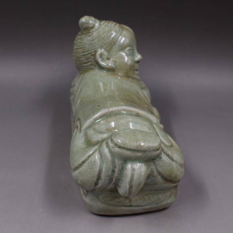 宋湖田窯彫刻嬰戯磁器枕 景徳鎮 陶磁器 装飾品 現代工芸品 美術