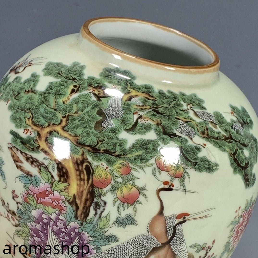 清代光緒粉彩花鳥仙鶴陶磁器缶 景徳鎮 陶磁器 装飾品 現代工芸品 美術品 置物 清代光緒粉彩花鳥仙鶴陶磁器缶 景徳鎮 陶磁器 装飾品 現代工芸品