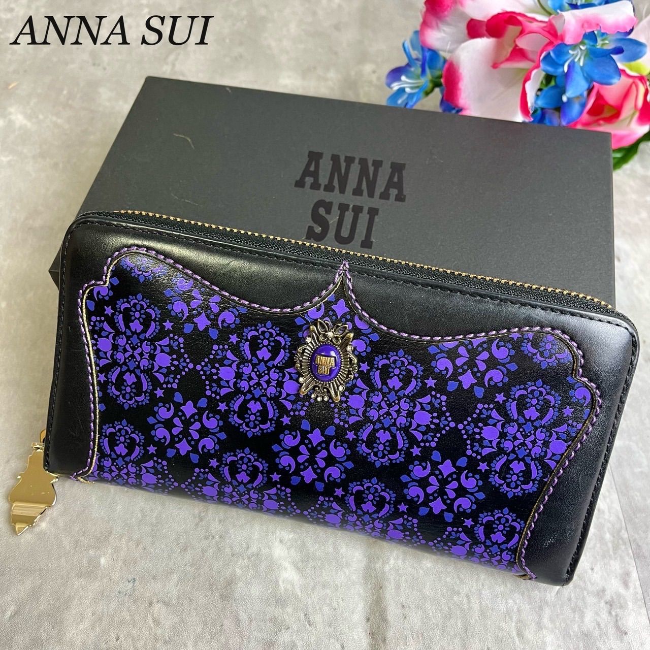 ✨良品✨ ANNA SUI アナスイ 長財布 ラウンドファスナー パピヨン 
