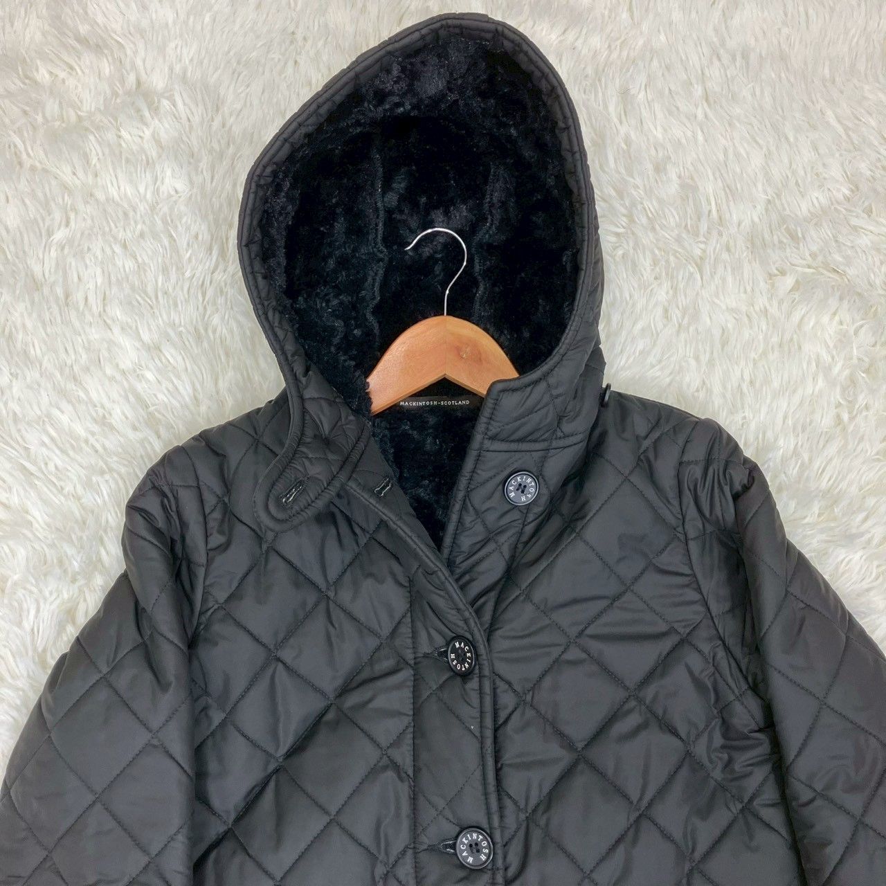 マッキントッシュ キルティングコート ボア チンストラップ 黒 Sサイズ お値段交渉を受け付けます