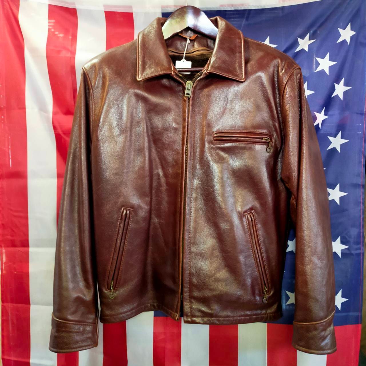 Schott ショット USA製 レザー ジャケット 40 牛革 裏ボア TALON