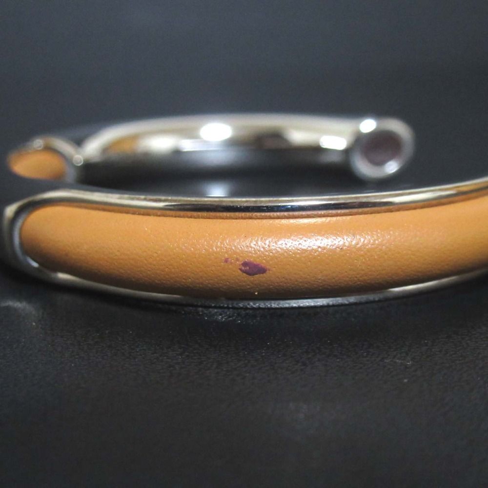 良品 HERMES エルメス レザー×ステンレス バングル ブレスレット