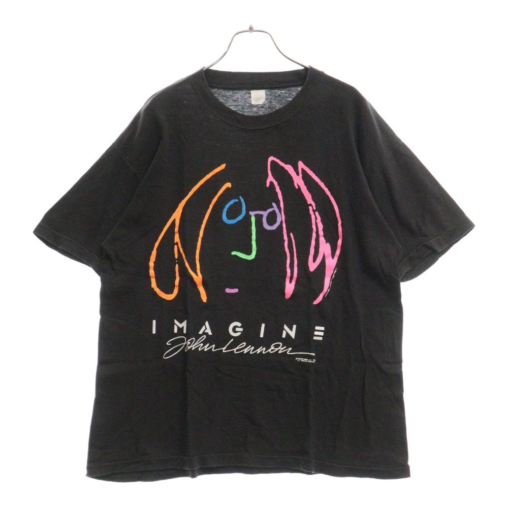 VINTAGE (ヴィンテージ) 80S VINTAGE John Lennon IMAGINE ヴィンテージ USA製 ジョンレノン イマジン 両面プリント 裾シングル 半袖Tシャツ カットソー ブラック