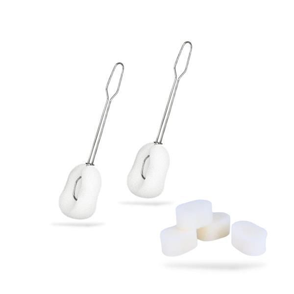 新品ショート×2本 レジプロb 水筒 スポンジ 2本セット 交換スポンジ付き ボトルブラシ キッチン用品 ホワイト (ショート×2本)